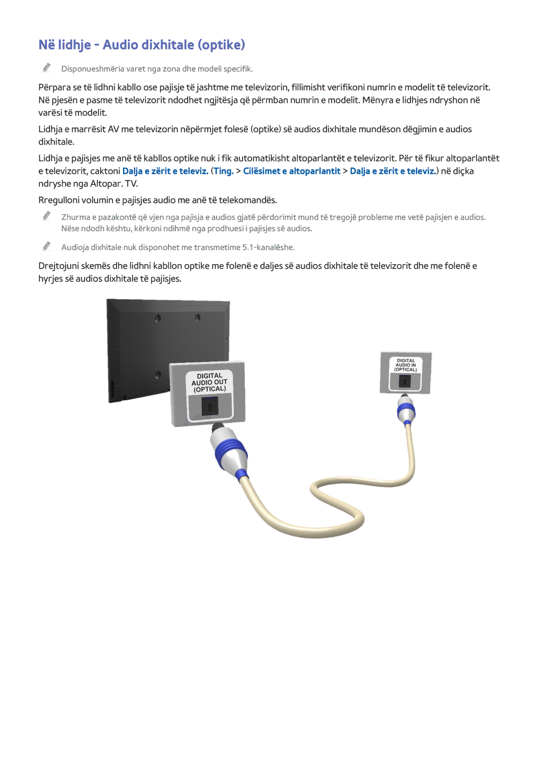 Samsung UE49J5202AKXXH, UE32J5200AWXXH, UE40J5202AKXXH, UE48J5202AKXXH, UE58J5202AKXXH manual Në lidhje Audio dixhitale optike 