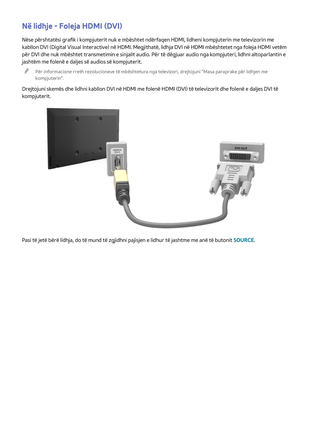 Samsung UE48J5202AKXXH, UE32J5200AWXXH, UE40J5202AKXXH, UE49J5202AKXXH, UE58J5202AKXXH manual Në lidhje Foleja Hdmi DVI 