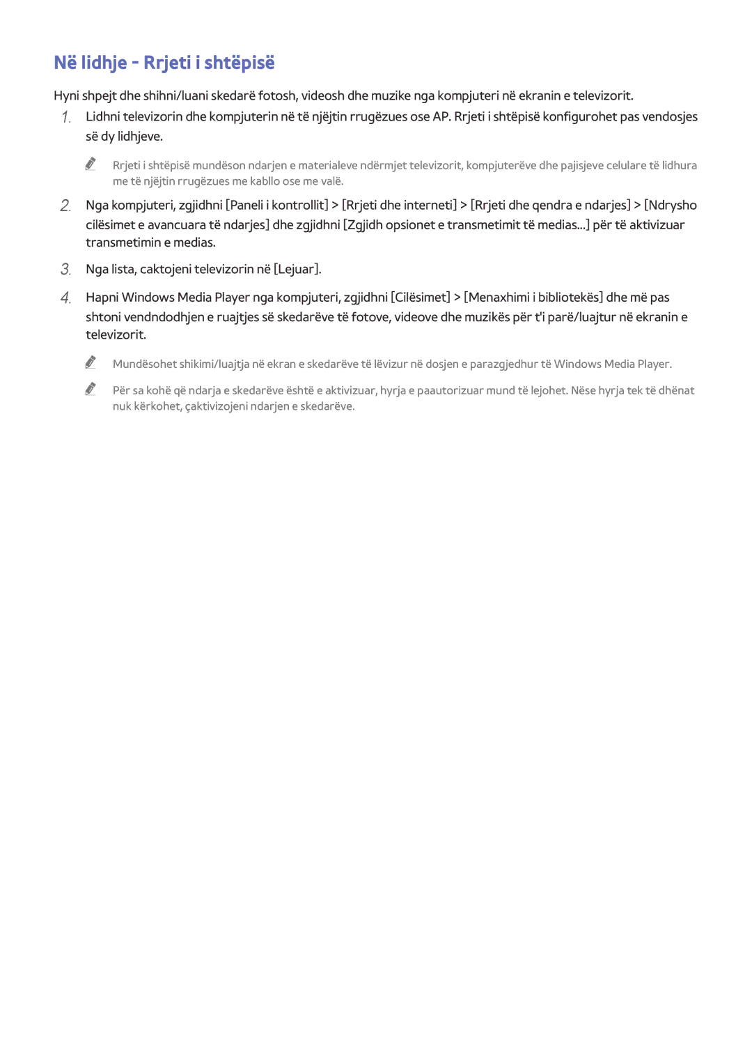 Samsung UE49J5202AKXXH, UE32J5200AWXXH, UE40J5202AKXXH, UE48J5202AKXXH, UE58J5202AKXXH manual Në lidhje Rrjeti i shtëpisë 