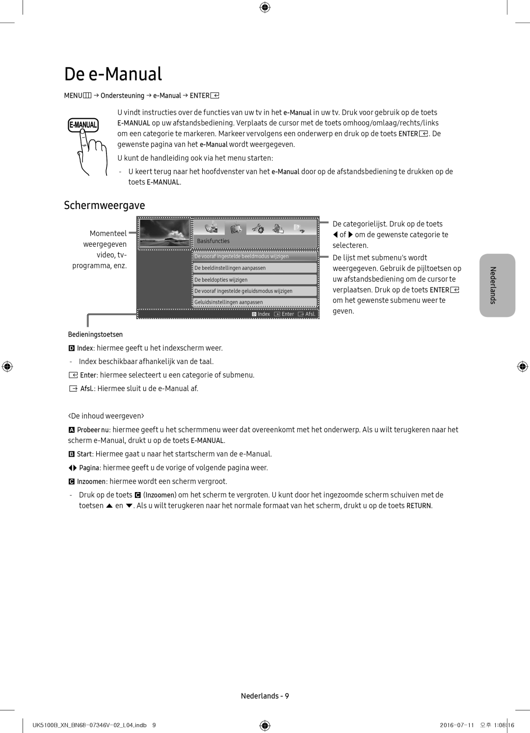 Samsung UE32K5100AWXXC, UE32K4100AWXXH, UE32K5100AWXXH, UE32K4100AWXXC, UE40K5100AWXXC manual De e-Manual, Schermweergave 