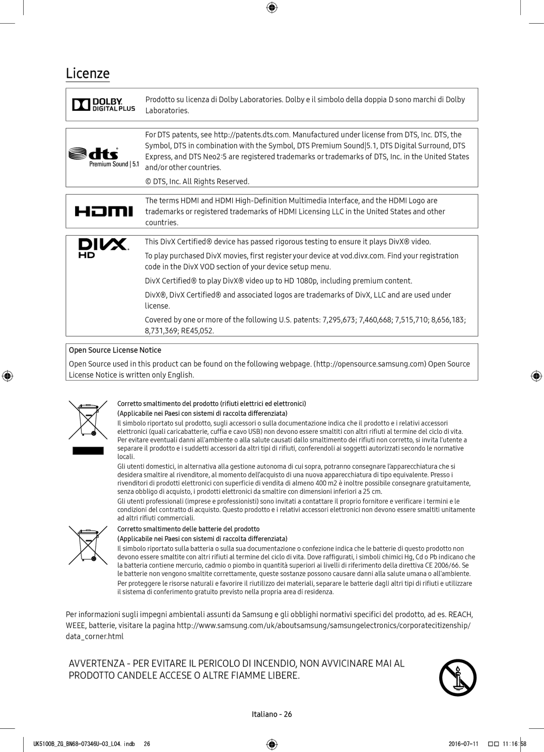 Samsung UE32K4100AWXXC, UE32K4109AWXZG, UE32K5179SSXZG, UE40K5179SSXZG, UE32K4100AWXXH Licenze, Open Source License Notice 