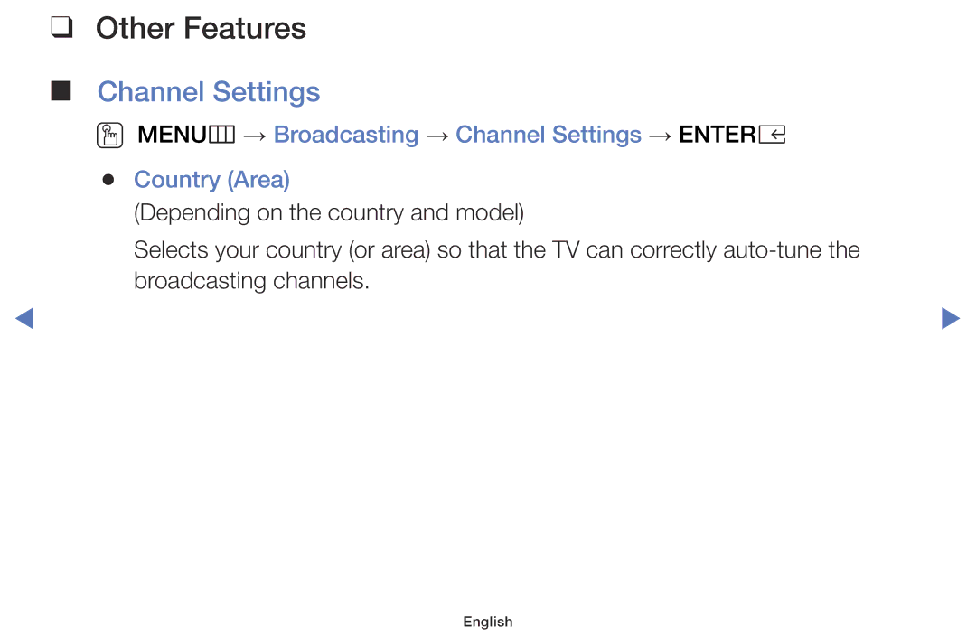 Samsung UE32K5100AKXXU, UE32K4109AWXZG, UE32K5179SSXZG, UE49K5179SSXZG, UE40K5179SSXZG manual Other Features, Channel Settings 