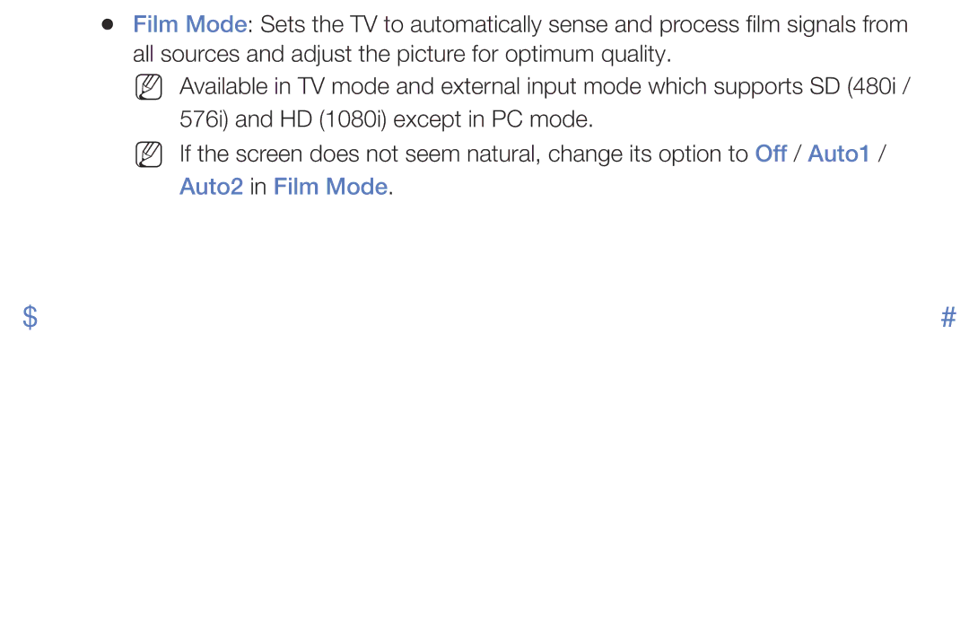 Samsung UE32K5100AWXXC, UE32K4109AWXZG, UE32K5179SSXZG, UE49K5179SSXZG, UE40K5179SSXZG, UE22K5000AKXZG manual Auto2 in Film Mode 