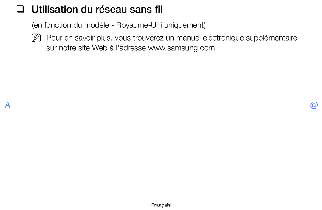 Samsung UE40K5100AWXZF, UE32K5100AWXZF manual Utilisation du réseau sans fil 