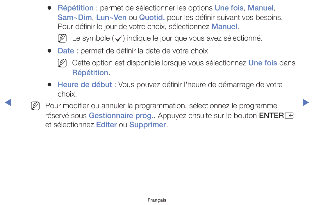 Samsung UE32K5100AWXZF, UE40K5100AWXZF manual Répétition 