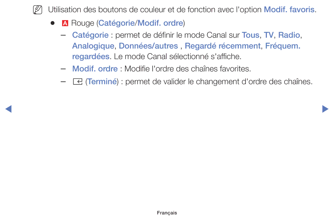 Samsung UE32K5100AWXZF, UE40K5100AWXZF manual Terminé permet de valider le changement dordre des chaînes 