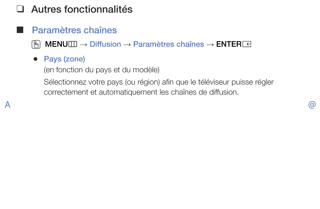 Samsung UE40K5100AWXZF, UE32K5100AWXZF manual Autres fonctionnalités, Paramètres chaînes 