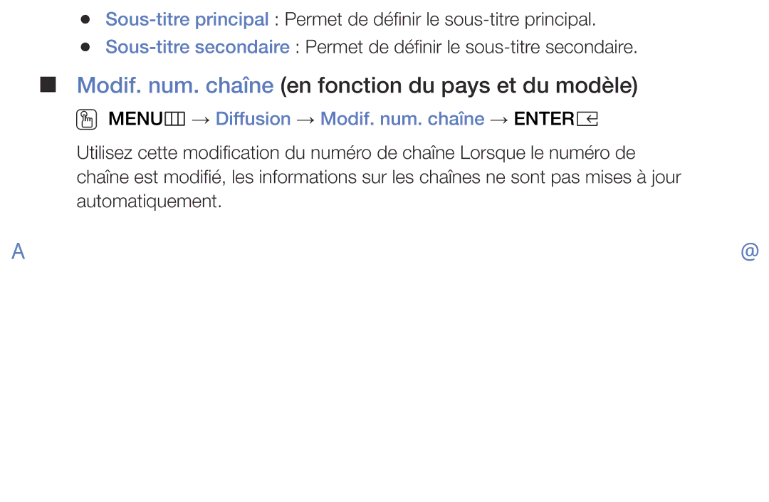 Samsung UE40K5100AWXZF, UE32K5100AWXZF manual Modif. num. chaîne en fonction du pays et du modèle 