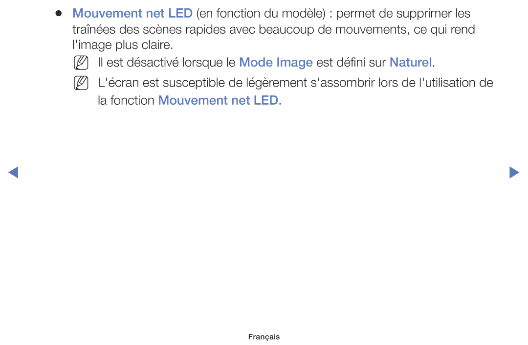 Samsung UE40K5100AWXZF, UE32K5100AWXZF manual La fonction Mouvement net LED 