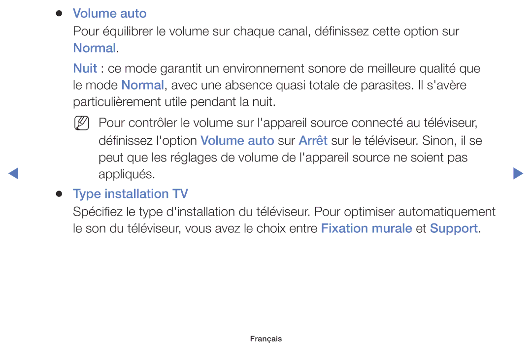 Samsung UE32K5100AWXZF, UE40K5100AWXZF manual Volume auto, Normal, Type installation TV 