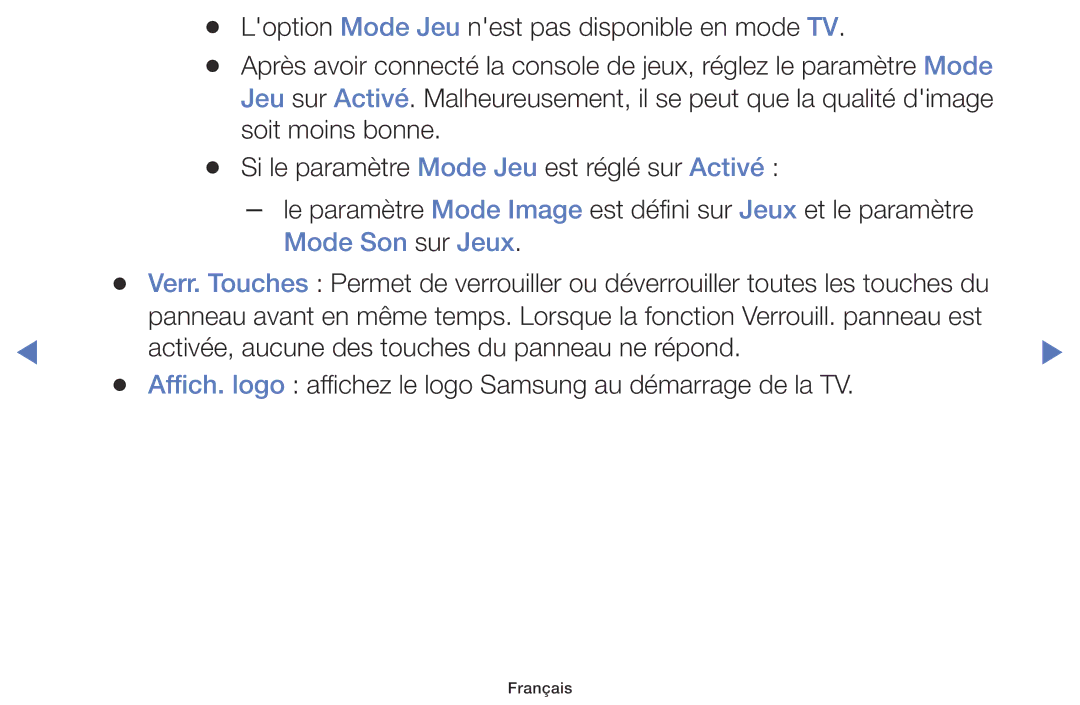 Samsung UE40K5100AWXZF, UE32K5100AWXZF manual Mode Son sur Jeux 