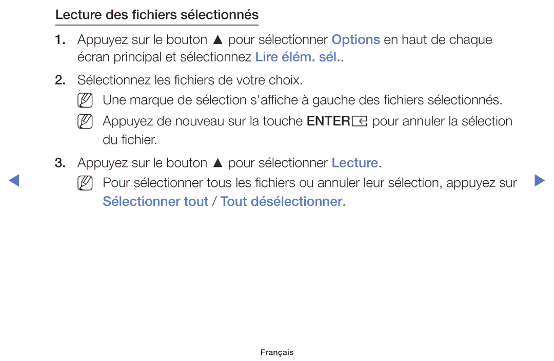 Samsung UE32K5100AWXZF, UE40K5100AWXZF manual Sélectionner tout / Tout désélectionner 