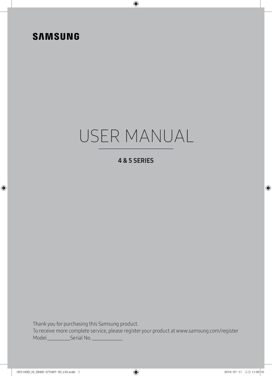 Samsung UE32K4105AKXXE, UE32K5105AKXXE, UE40K5105AKXXE manual Series 