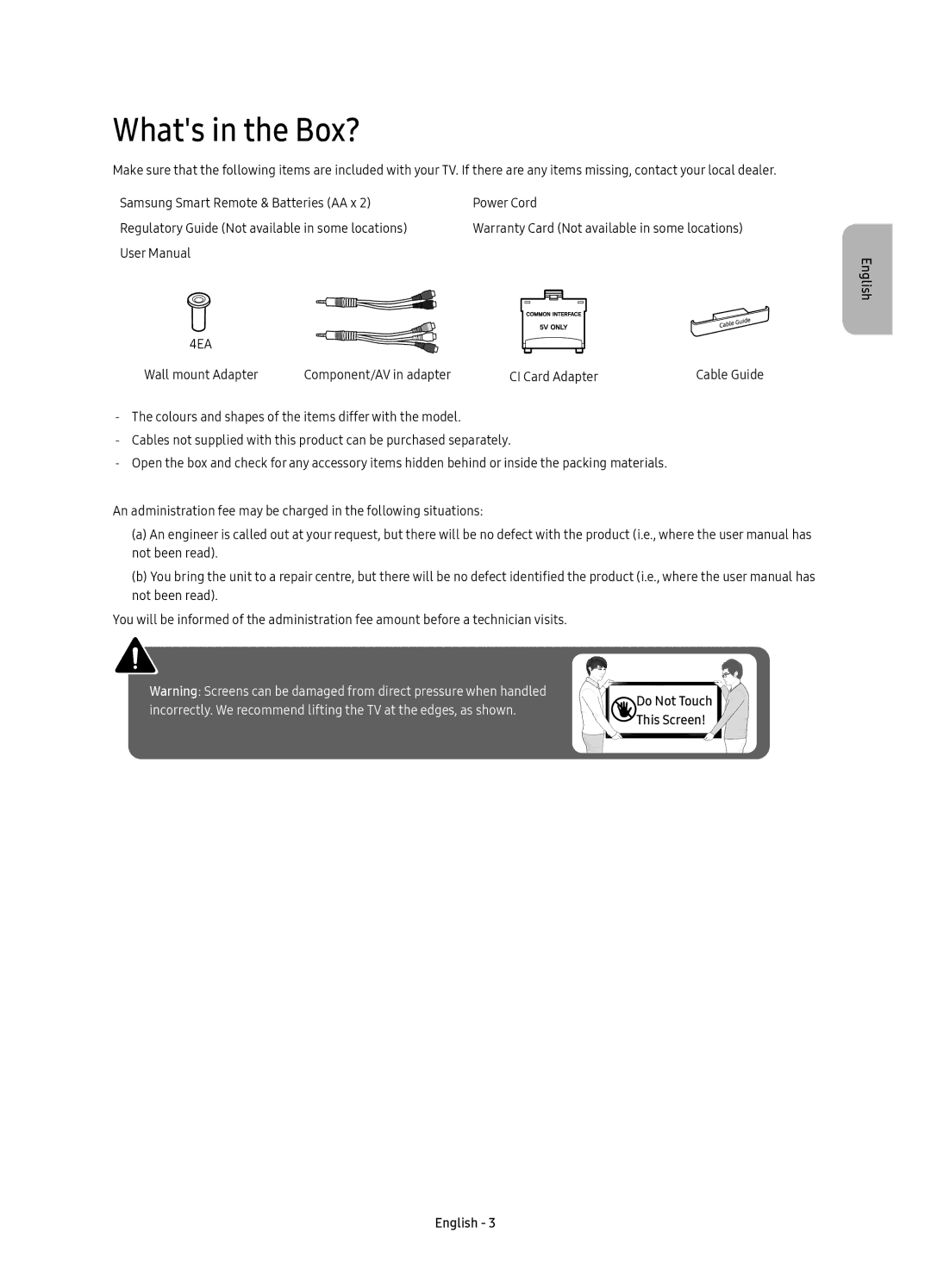 Samsung UE40K5550AUXRU, UE32K5500AUXRU, UE40K5500AUXRU manual Whats in the Box?, Component/AV in adapter CI Card Adapter 