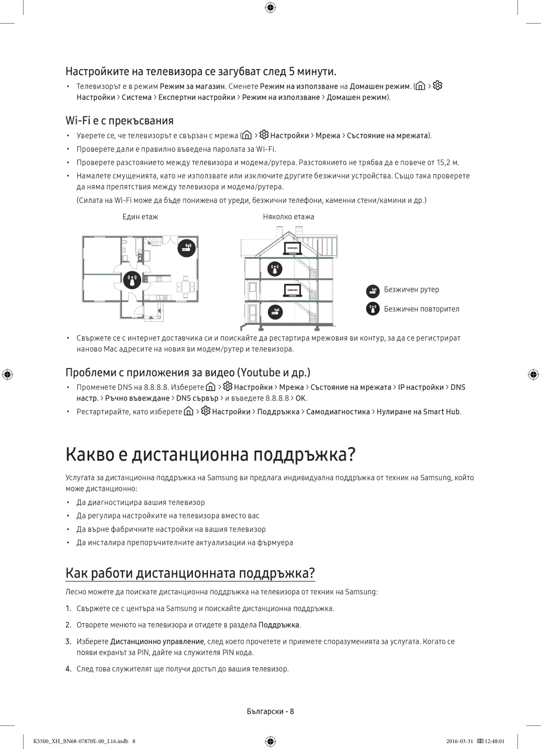 Samsung UE32K5672SUXXH manual Какво е дистанционна поддръжка?, Как работи дистанционната поддръжка?, Wi-Fi е с прекъсвания 