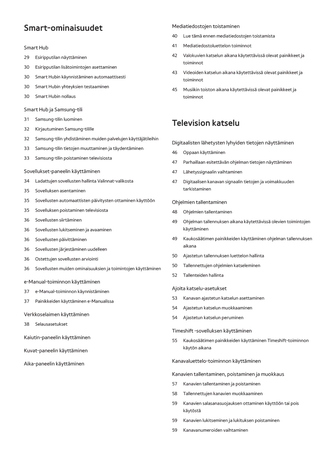 Samsung UE32LS001EUXXE, UE32LS001BUXXE, UE32LS001DUXXE, UE32LS001CUXXE, UE24LS001AUXXE, UE40LS001CUXXE manual Smart-ominaisuudet 