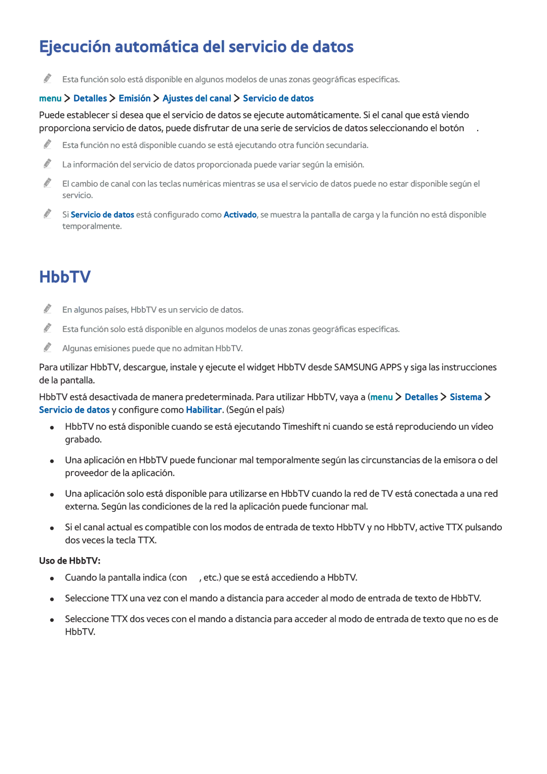 Samsung UE32LS001CUXXC, UE32LS001AUXXC, UE32LS001FUXXC, UE24LS001AUXXC Ejecución automática del servicio de datos, HbbTV 