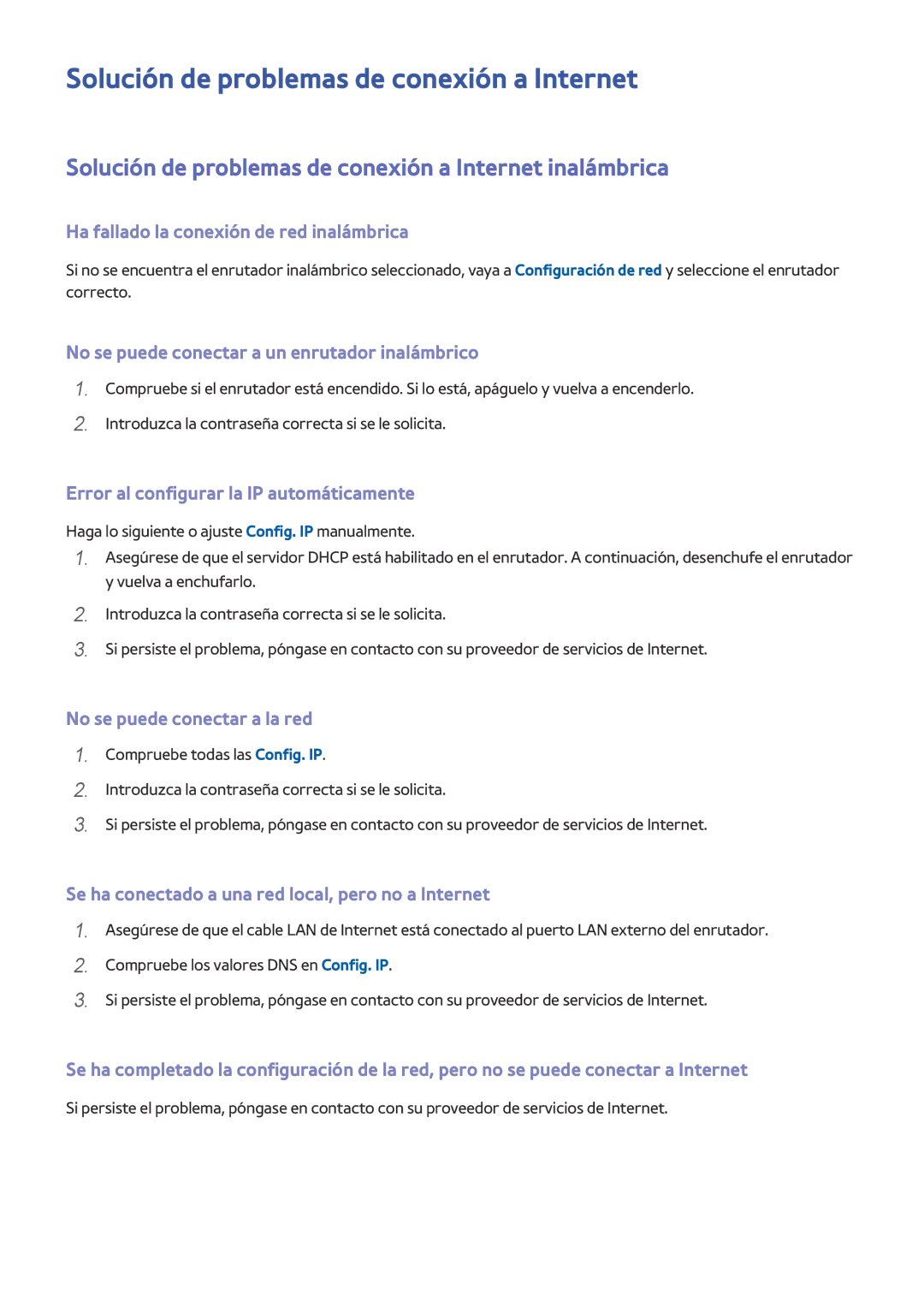 Samsung UE40LS001AUXXC, UE32LS001CUXXC, UE32LS001AUXXC, UE32LS001FUXXC manual Solución de problemas de conexión a Internet 