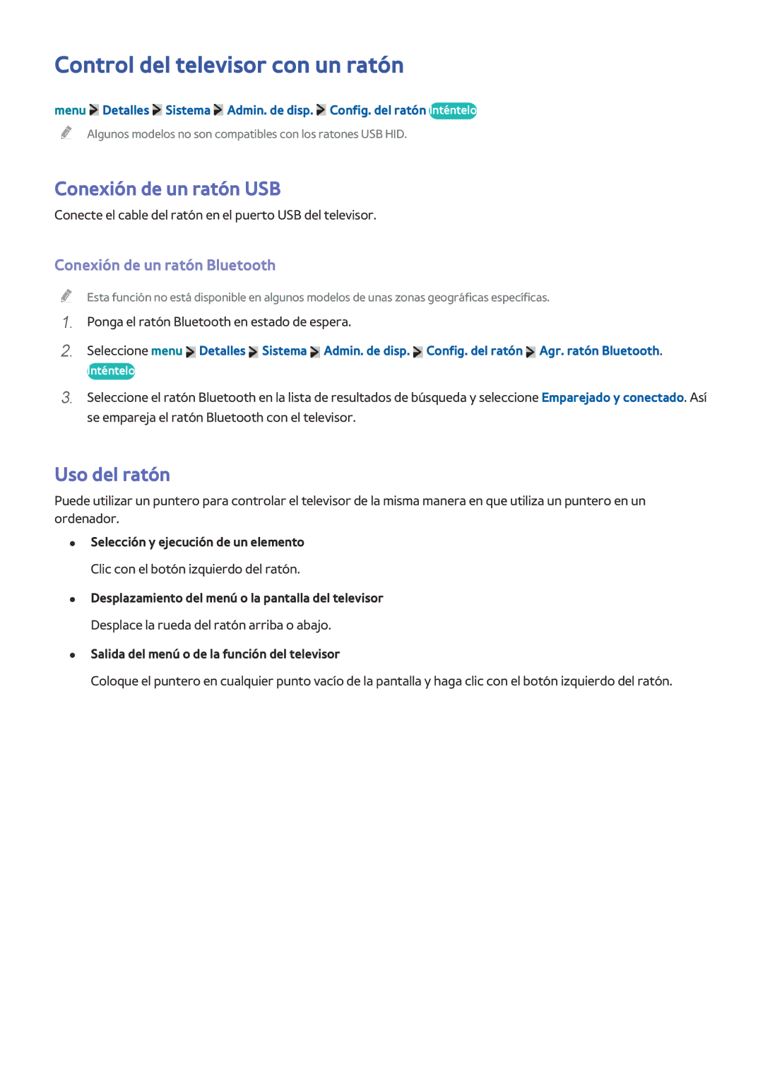 Samsung UE32LS001AUXXC, UE32LS001CUXXC manual Control del televisor con un ratón, Conexión de un ratón USB, Uso del ratón 