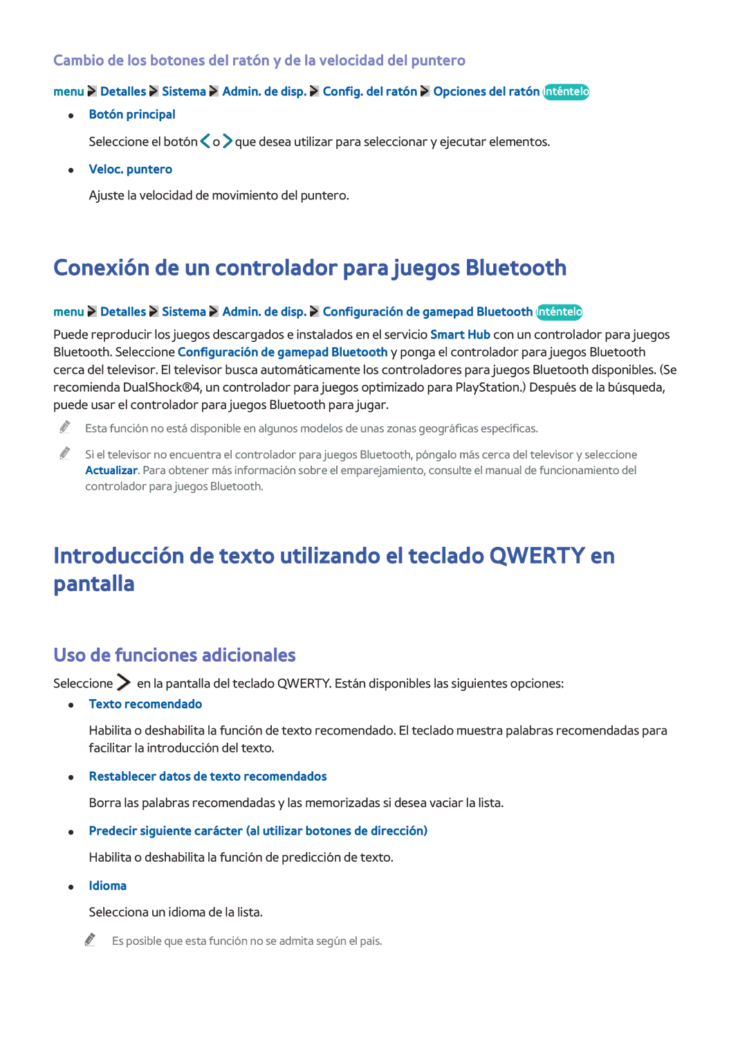 Samsung UE32LS001FUXXC, UE32LS001CUXXC manual Conexión de un controlador para juegos Bluetooth, Uso de funciones adicionales 