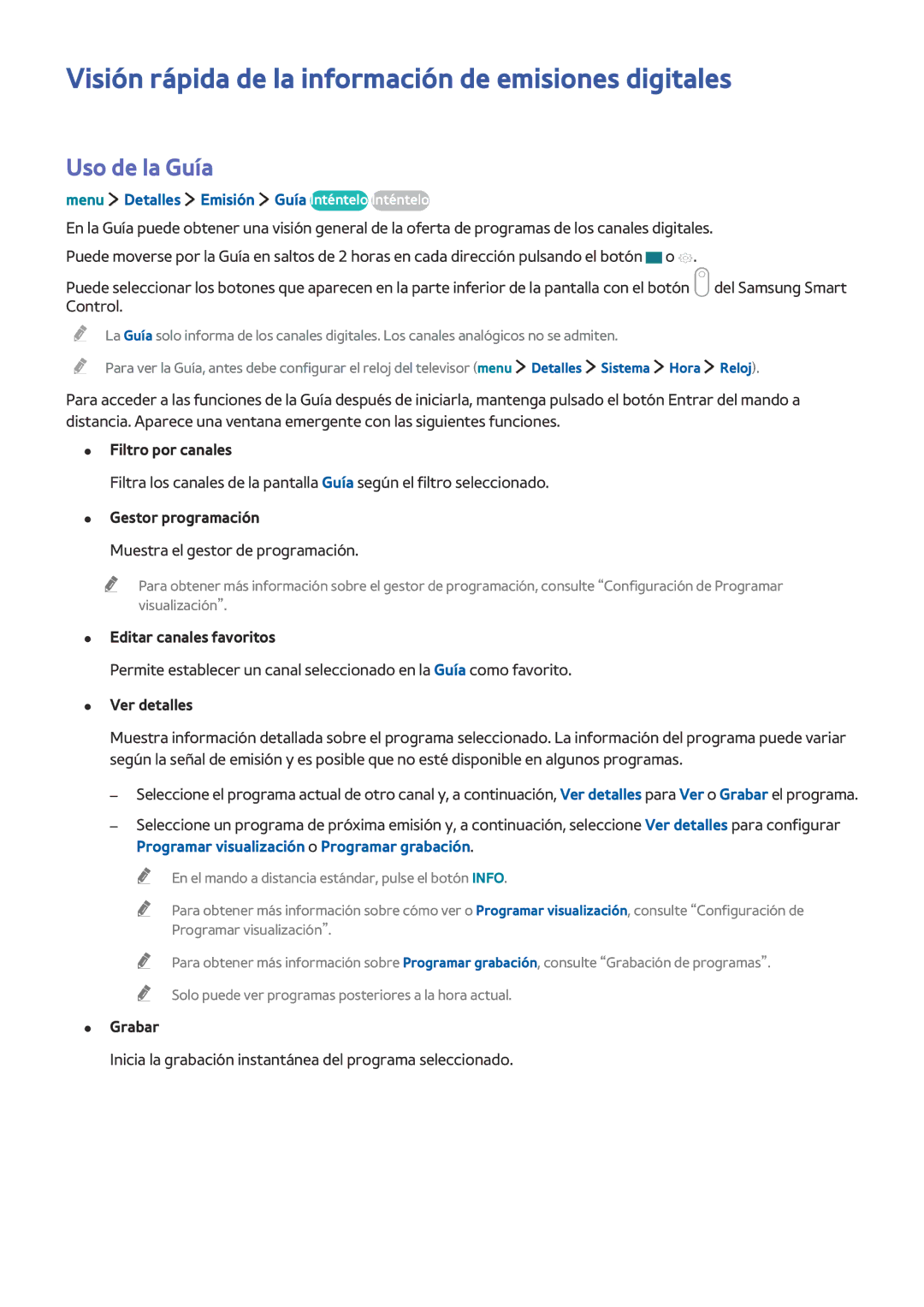 Samsung UE32LS001DUXXC, UE32LS001CUXXC manual Visión rápida de la información de emisiones digitales, Uso de la Guía 