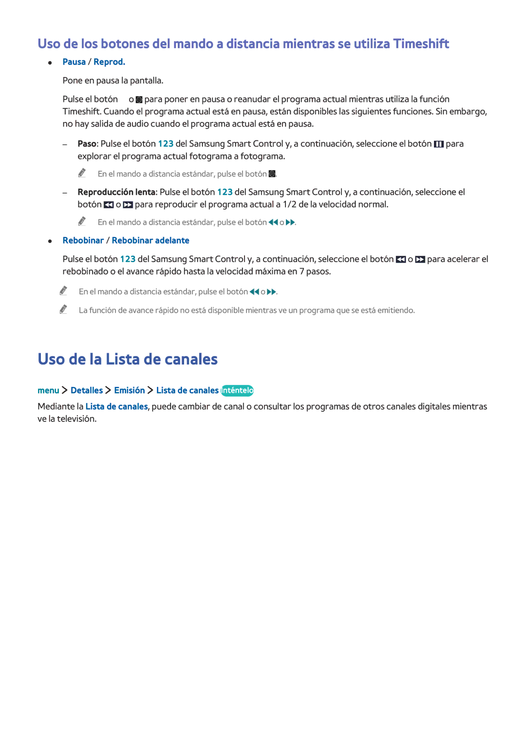 Samsung UE40LS001CUXXC, UE32LS001CUXXC manual Uso de la Lista de canales, Menu Detalles Emisión Lista de canales Inténtelo 