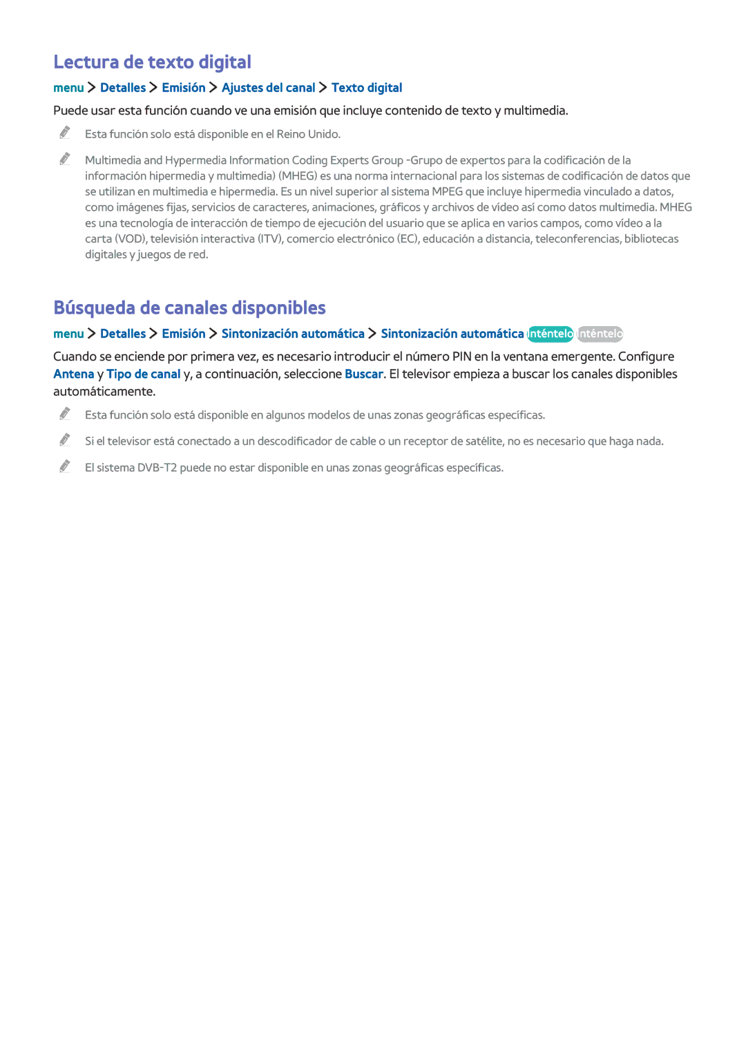 Samsung UE40LS001AUXXC, UE32LS001CUXXC, UE32LS001AUXXC manual Lectura de texto digital, Búsqueda de canales disponibles 