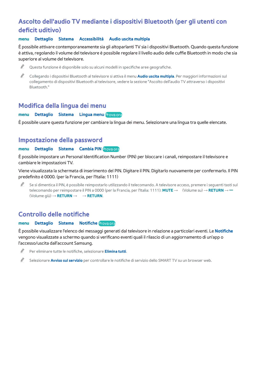 Samsung UE32LS001FUXZT manual Modifica della lingua dei menu, Impostazione della password, Controllo delle notifiche 