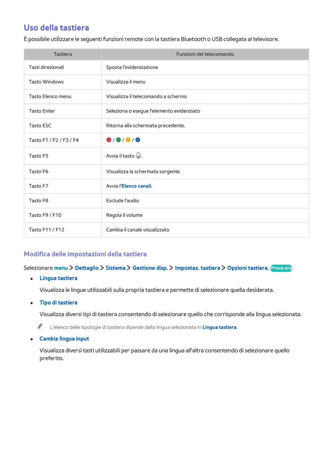 Samsung UE32LS001CUXZT, UE40LS001AUXZT Uso della tastiera, Modifica delle impostazioni della tastiera, Tipo di tastiera 