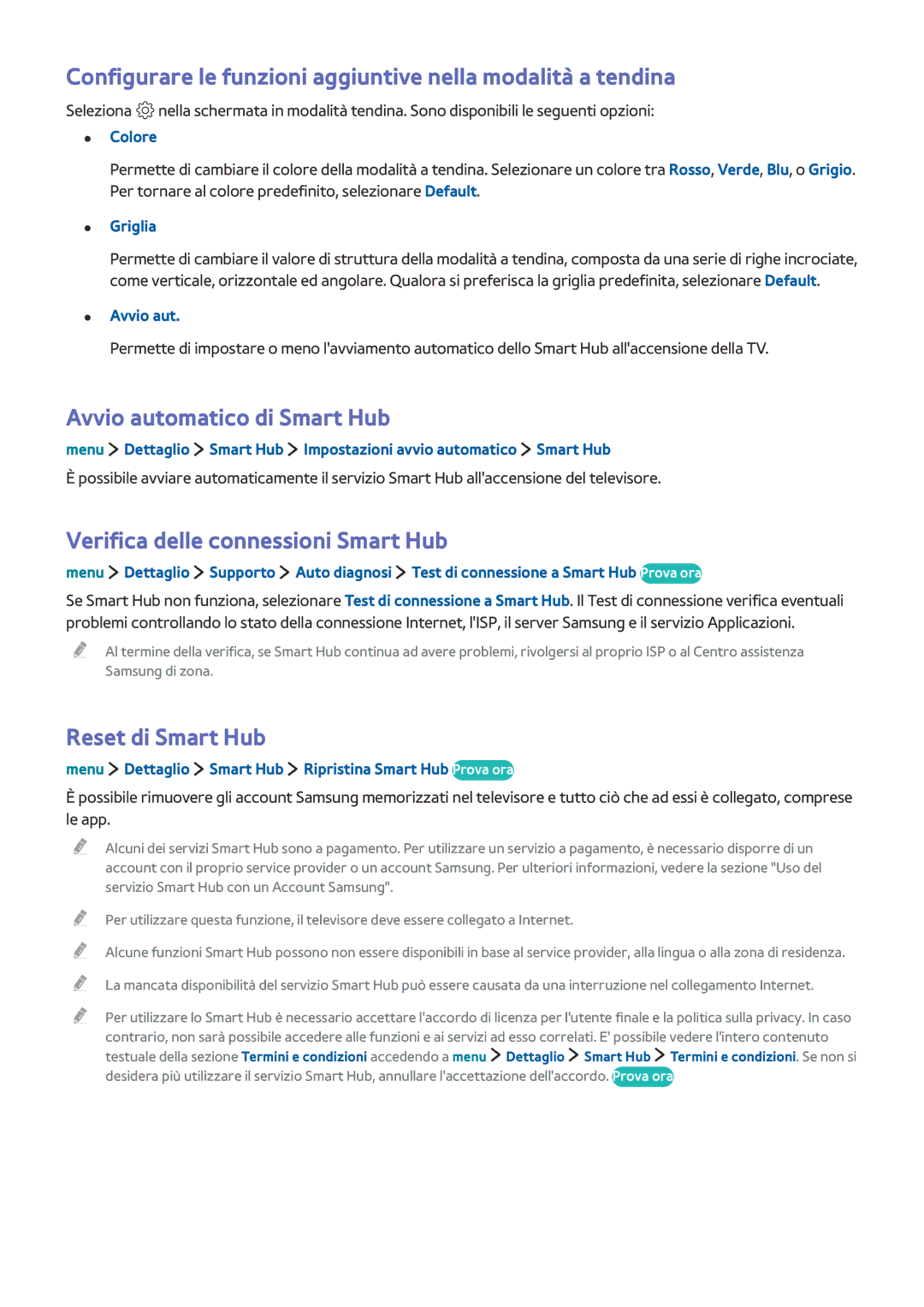 Samsung UE32LS001FUXZT manual Configurare le funzioni aggiuntive nella modalità a tendina, Avvio automatico di Smart Hub 