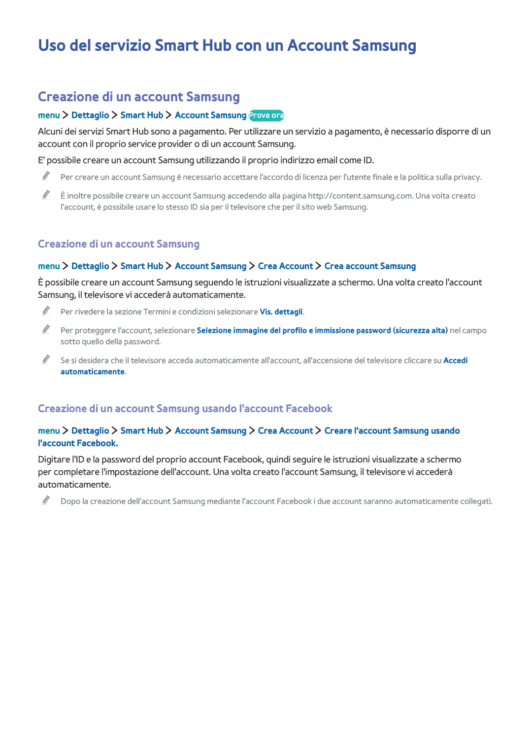 Samsung UE24LS001AUXZT, UE32LS001CUXZT Uso del servizio Smart Hub con un Account Samsung, Creazione di un account Samsung 