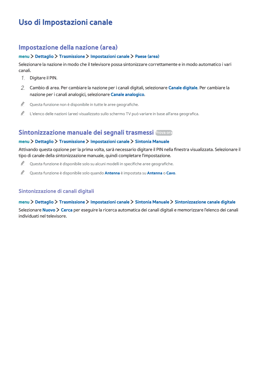 Samsung UE32LS001CUXZT Uso di Impostazioni canale, Impostazione della nazione area, Sintonizzazione di canali digitali 