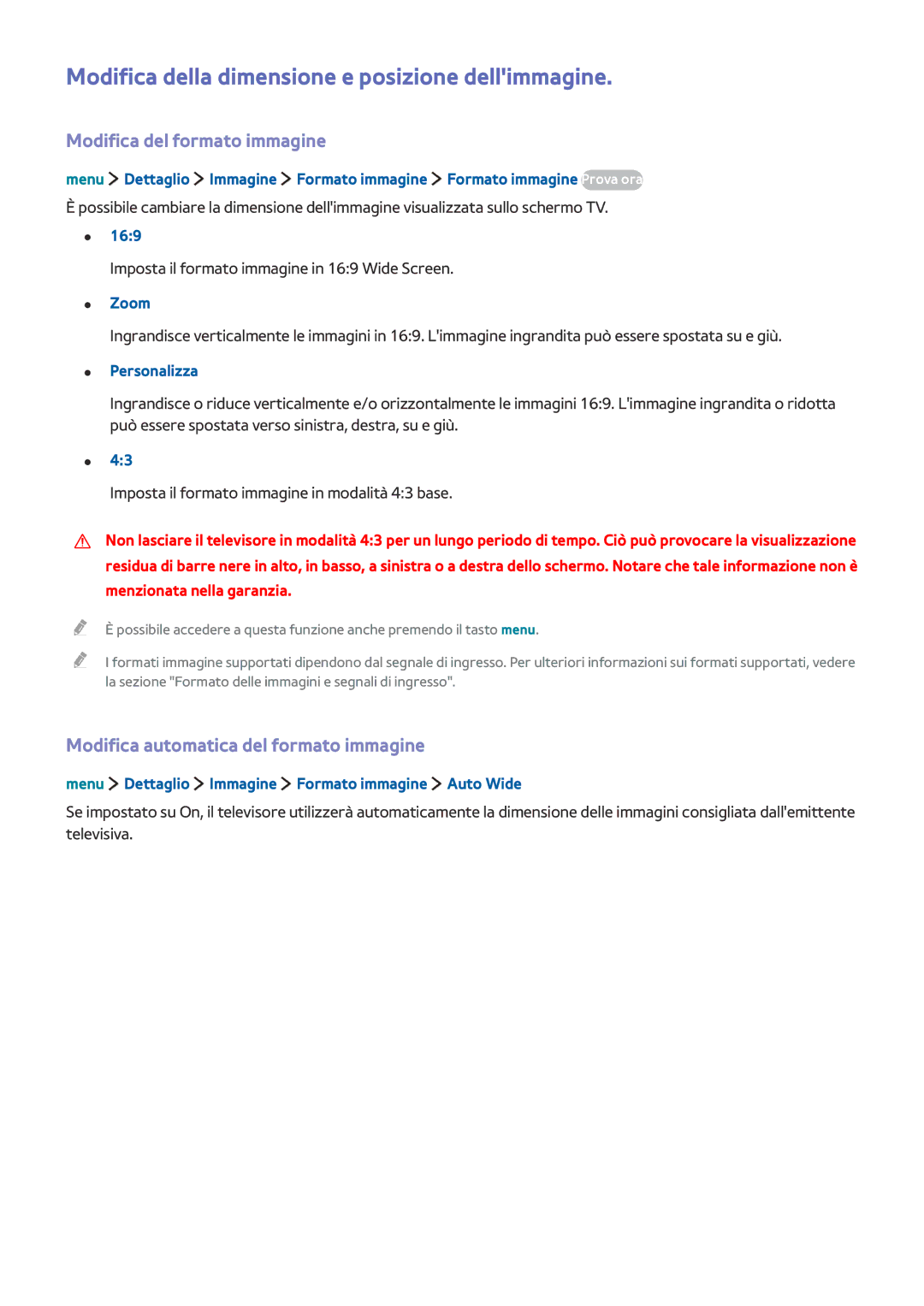 Samsung UE40LS001AUXZT, UE32LS001CUXZT Modifica della dimensione e posizione dellimmagine, Modifica del formato immagine 