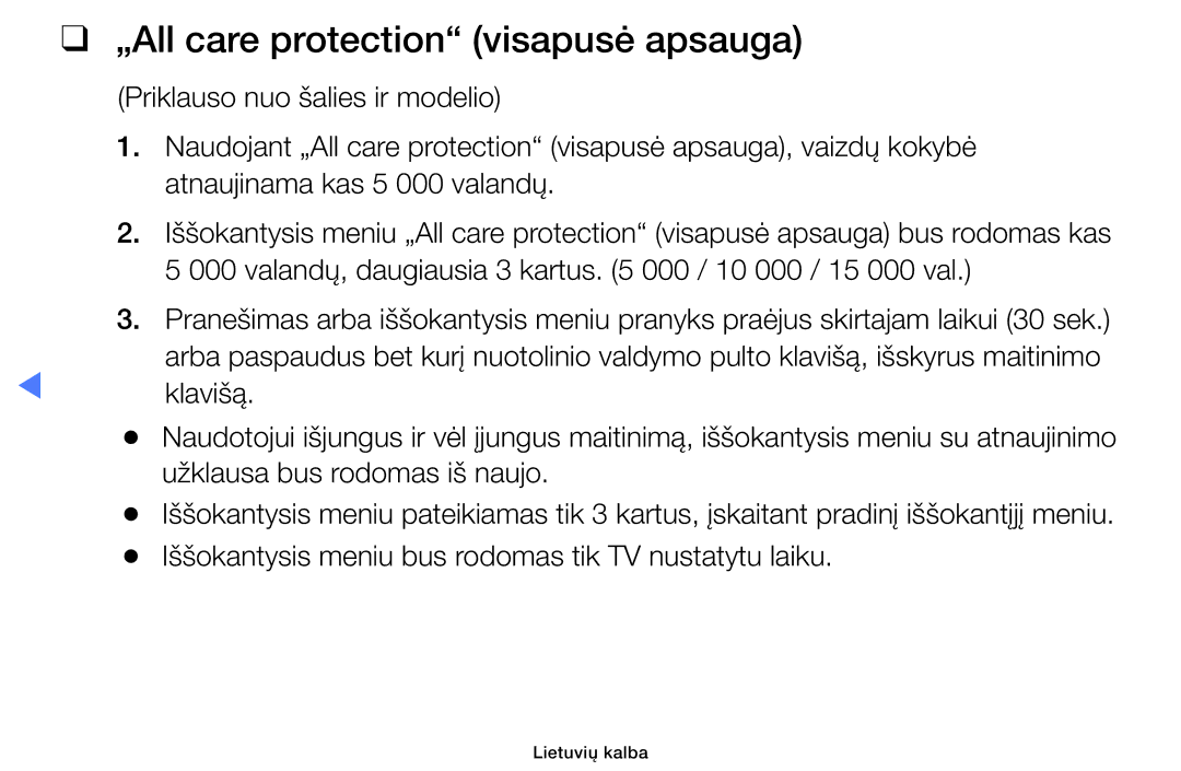 Samsung UE32M4002AKXXH manual „All care protection visapusė apsauga 