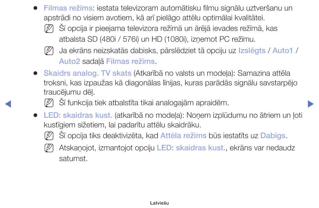 Samsung UE32M4002AKXXH manual Auto2 sadaļā Filmas režīms 