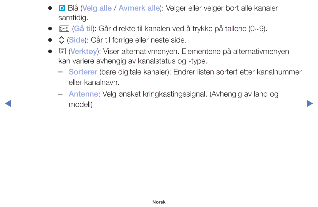 Samsung UE32M4005AKXXC, UE49M5005AKXXC, UE32M5005AKXXC, UE40M5005AKXXC manual Norsk 