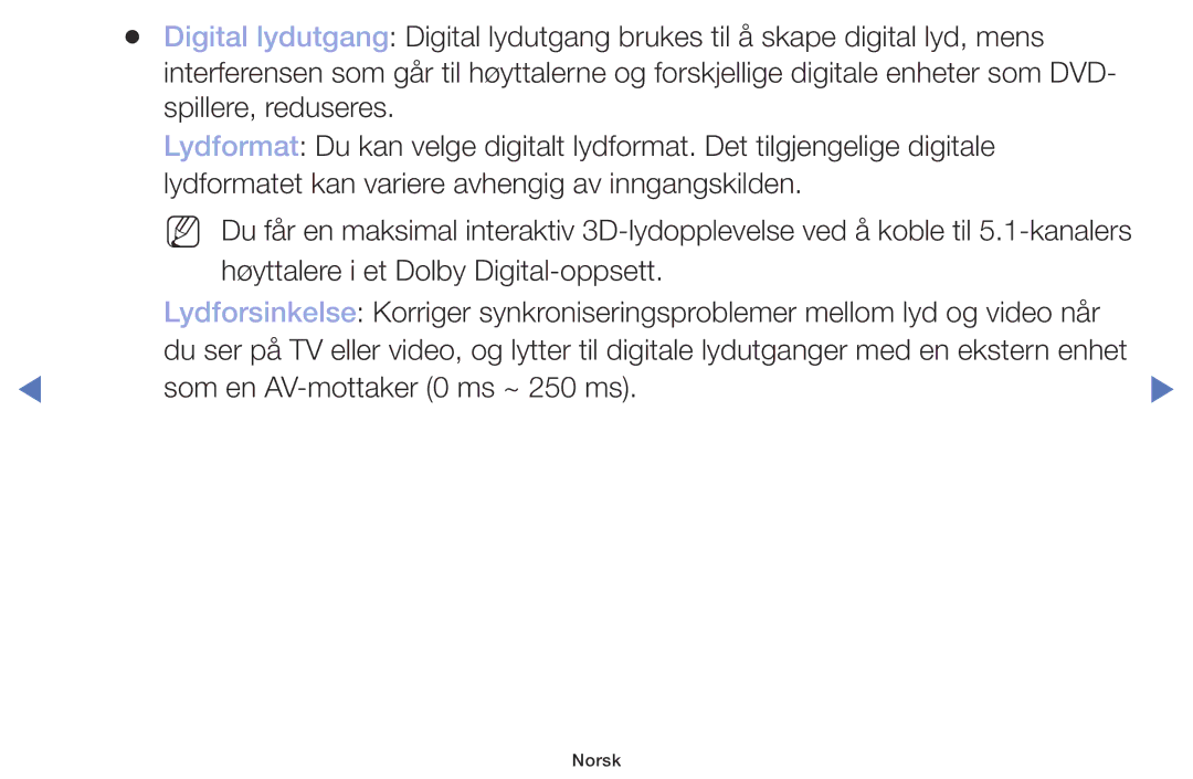 Samsung UE49M5005AKXXC, UE32M4005AKXXC, UE32M5005AKXXC, UE40M5005AKXXC manual Som en AV-mottaker 0 ms ~ 250 ms 