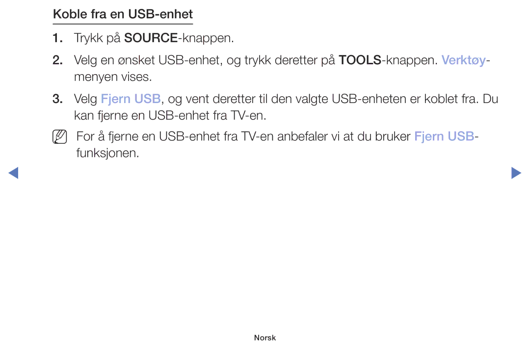 Samsung UE32M5005AKXXC, UE32M4005AKXXC, UE49M5005AKXXC, UE40M5005AKXXC manual Norsk 