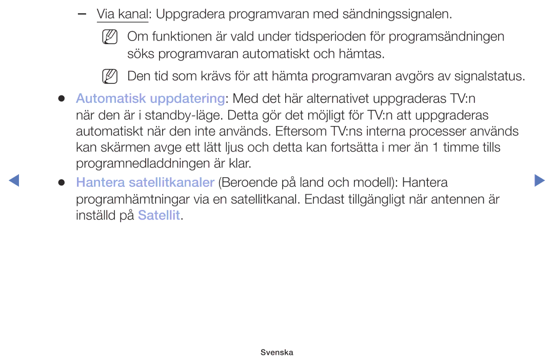 Samsung UE32M4005AKXXC, UE49M5005AKXXC, UE32M5005AKXXC manual Via kanal Uppgradera programvaran med sändningssignalen 