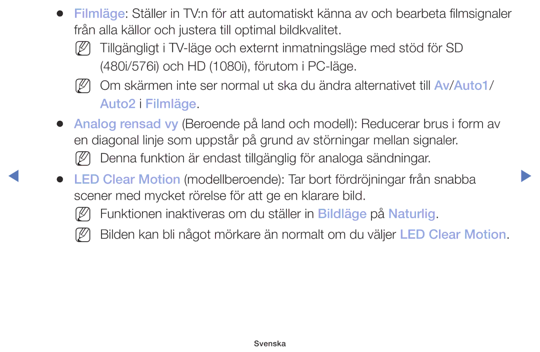 Samsung UE49M5005AKXXC, UE32M4005AKXXC, UE32M5005AKXXC, UE40M5005AKXXC manual Auto2 i Filmläge 