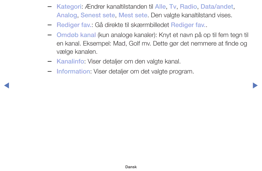 Samsung UE49M5005AKXXC, UE32M4005AKXXC, UE32M5005AKXXC, UE40M5005AKXXC manual Vælge kanalen 