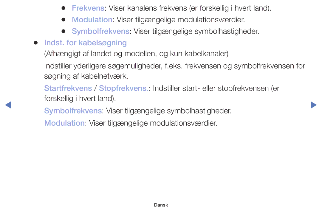Samsung UE32M5005AKXXC, UE32M4005AKXXC, UE49M5005AKXXC, UE40M5005AKXXC manual Indst. for kabelsøgning 