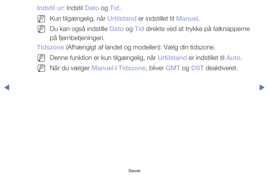 Samsung UE32M4005AKXXC, UE49M5005AKXXC, UE32M5005AKXXC, UE40M5005AKXXC manual Indstil ur Indstil Dato og Tid 