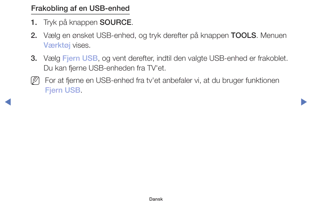 Samsung UE32M5005AKXXC, UE32M4005AKXXC, UE49M5005AKXXC, UE40M5005AKXXC manual Dansk 