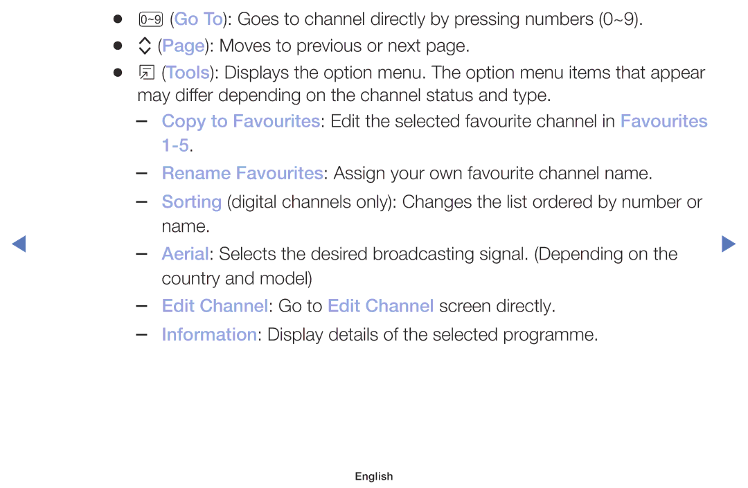 Samsung UE32M4002AKXXH, UE32M5002AKXXH, UE40M5002AKXXH, UE49M5002AKXXH manual Edit Channel Go to Edit Channel screen directly 