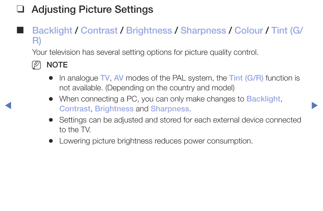 Samsung UE40M5002AKXXH, UE32M5002AKXXH, UE32M4002AKXXH manual Adjusting Picture Settings, Contrast, Brightness and Sharpness 