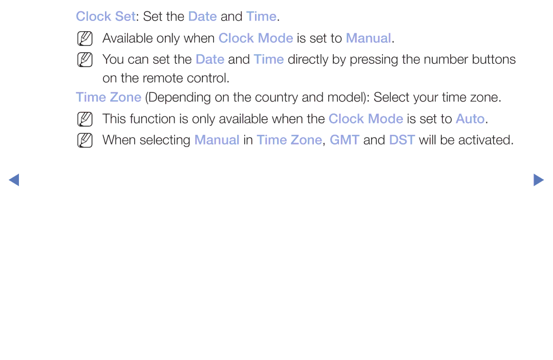 Samsung UE32M5002AKXXH, UE32M4002AKXXH, UE40M5002AKXXH, UE49M5002AKXXH manual Clock Set Set the Date and Time 