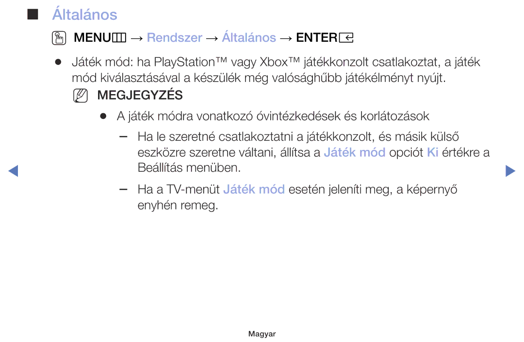 Samsung UE32M5002AKXXH, UE32M4002AKXXH, UE40M5002AKXXH, UE49M5002AKXXH manual OO MENUm → Rendszer → Általános → Entere 