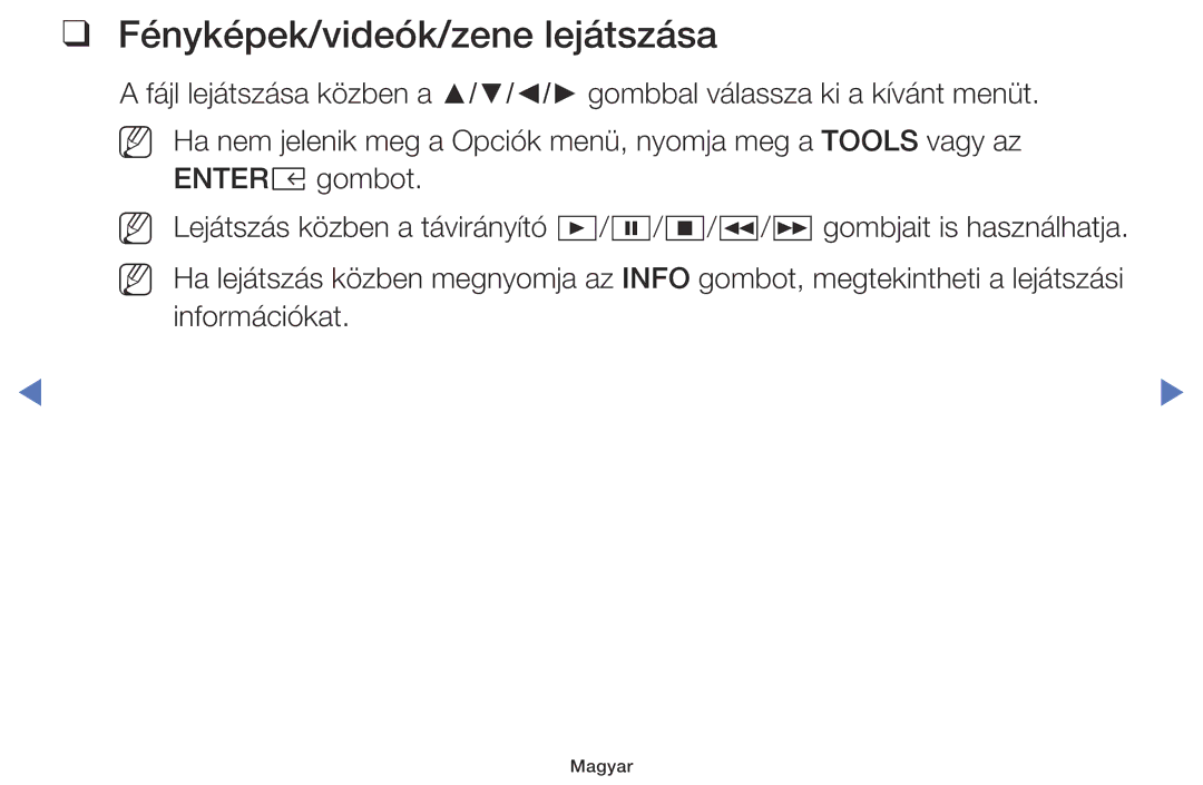 Samsung UE32M4002AKXXH, UE32M5002AKXXH, UE40M5002AKXXH, UE49M5002AKXXH manual Fényképek/videók/zene lejátszása 