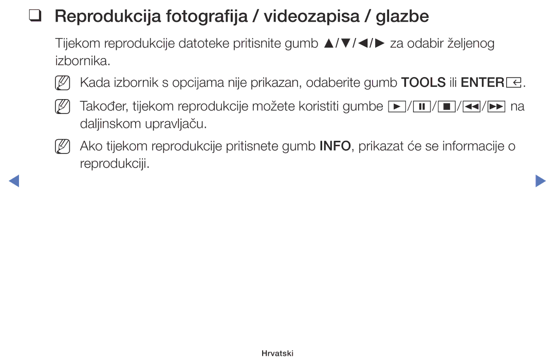 Samsung UE32M4002AKXXH, UE32M5002AKXXH, UE40M5002AKXXH, UE49M5002AKXXH manual Reprodukcija fotografija / videozapisa / glazbe 